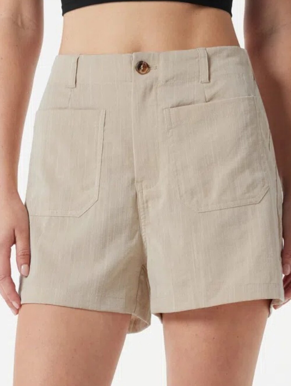 Halara High Rise Beige Womens Utility Shorts Sz L